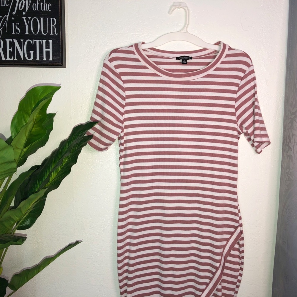 Striped Mauve Wrap Bodycon  Dress